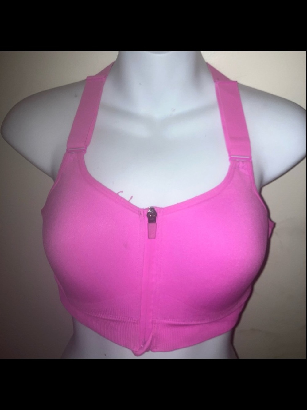 PINK Victoria's Secret Hot Pink Front-Zip Sports Bra